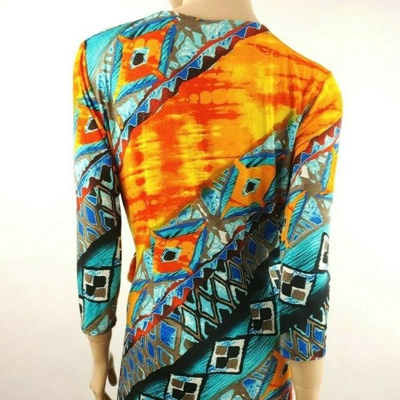 Anthropologie From The Heart Deco Print Wrap Front Dress Size S Fits Large - Picture 6 of 9